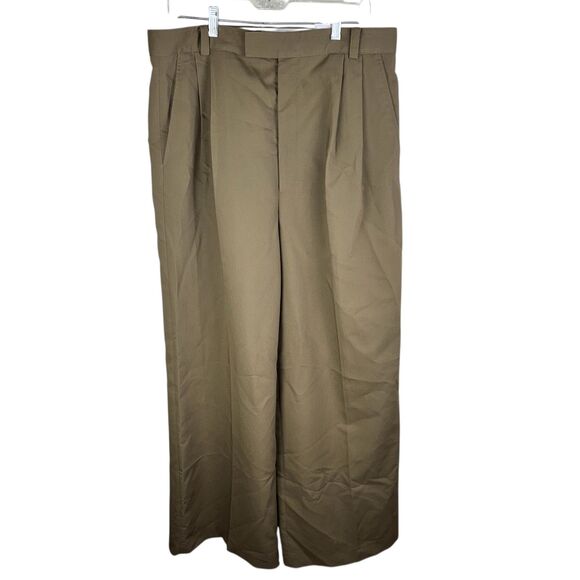 ZARA NEW WOMAN HIGHWAIST WIDE-LEG PLEATED TROUSERS PANT Green XL - Picture 1 of 4